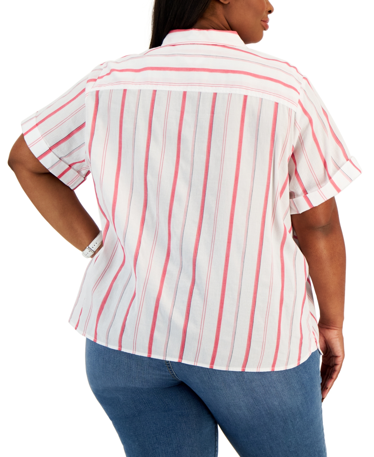 Tommy Hilfiger Plus Size Cotton Striped Camp Shirt