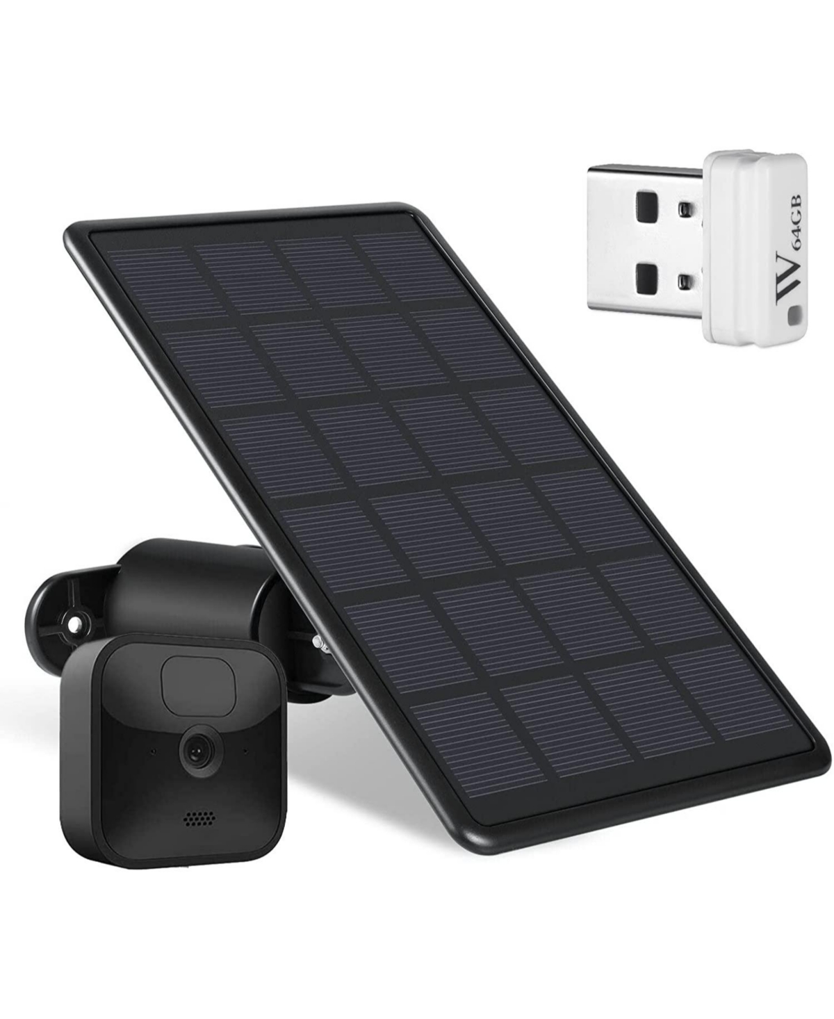 Wasserstein Solar Panel for Blink Outdoor & Blink Xt2/XT - Additional 64GB Usb Flash Drive Included (Blink Camera Not Included)