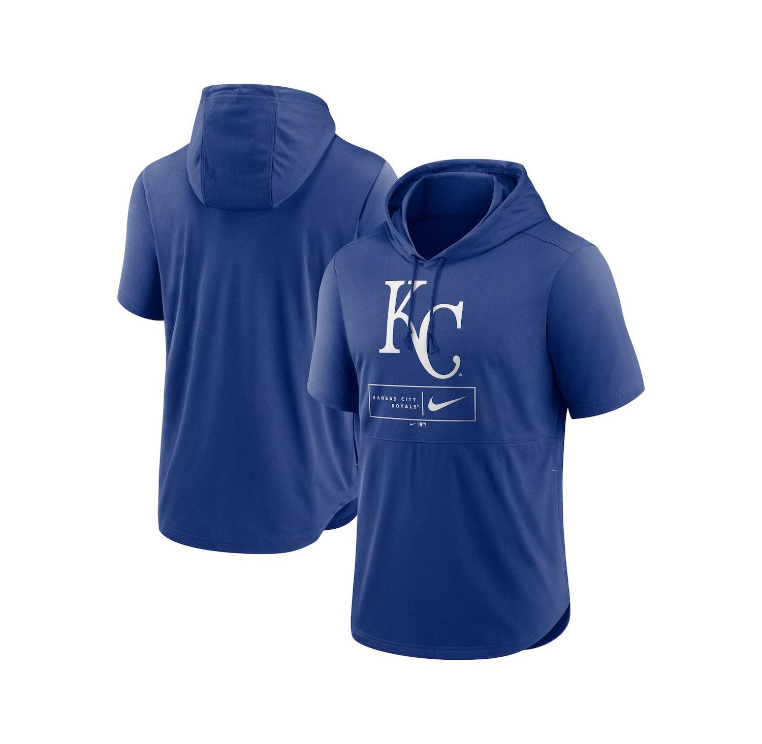 Men's Royal Kansas City Royals Logo Lockup Performance Short-Sleeved Pullover Hoodie