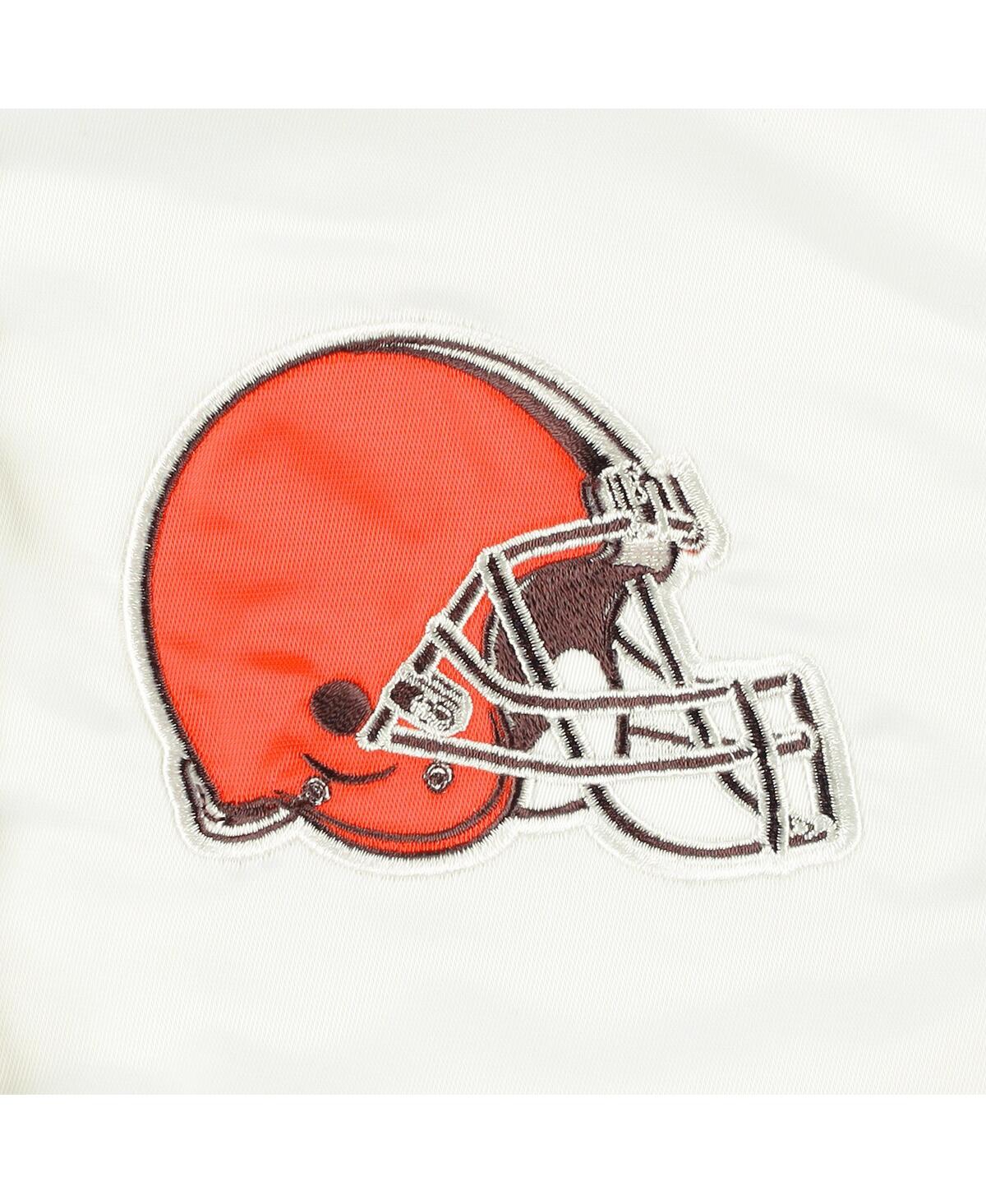 STARTER WOMEN'S STARTER WHITE CLEVELAND BROWNS LINE UP SATIN FULL-SNAP VARSITY JACKET 