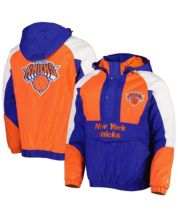 Men's Starter Blue/Orange New York Knicks Fast Break Satin Full-Snap Jacket Size: Small