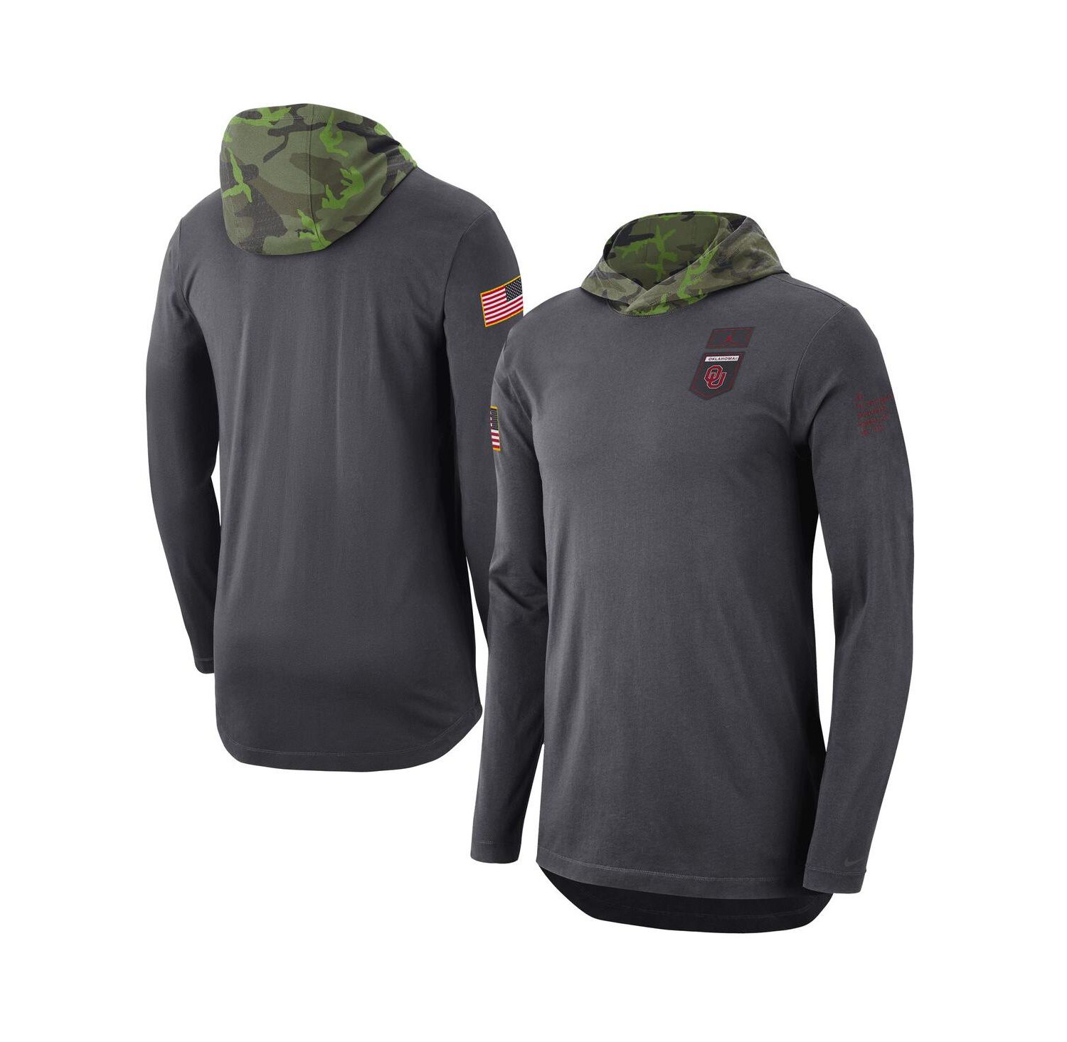 Men's Anthracite Oklahoma Sooners Military-Inspired Long Sleeve Hoodie T-shirt