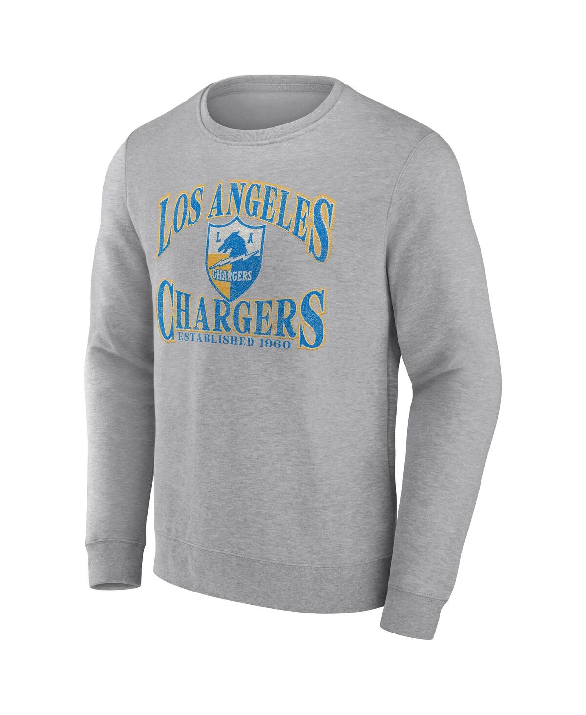 Shop Fanatics Men's  Heather Charcoal Los Angeles Chargers Playability Pullover Sweatshirt