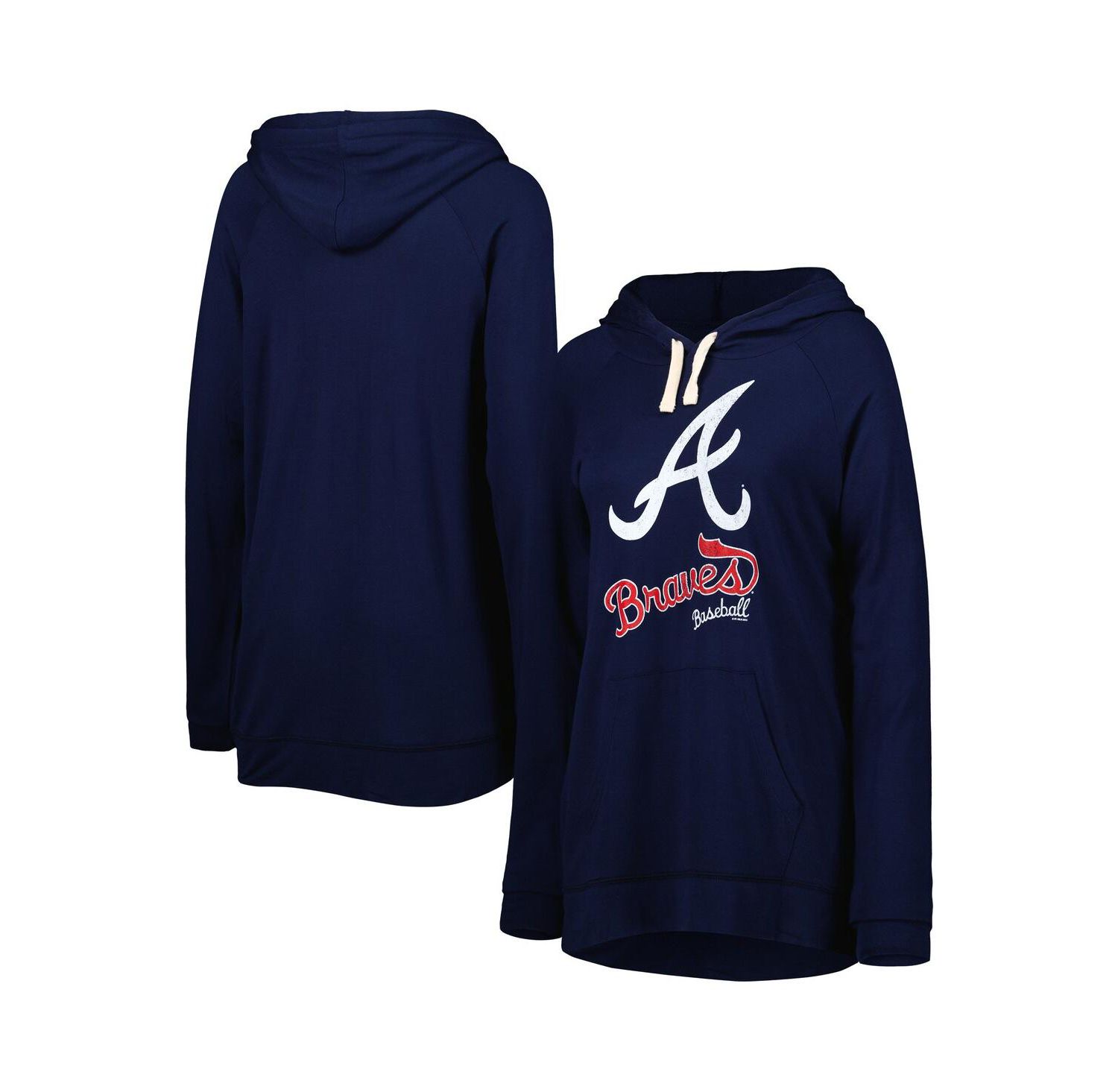 Women's Navy Atlanta Braves Pre-Game Raglan Pullover Hoodie