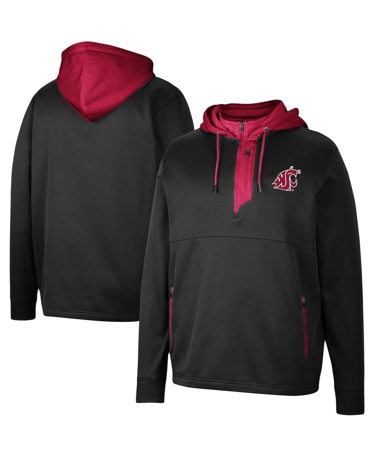 Shop Colosseum Men's  Black Washington State Cougars Luge 3.0 Quarter-zip Hoodie