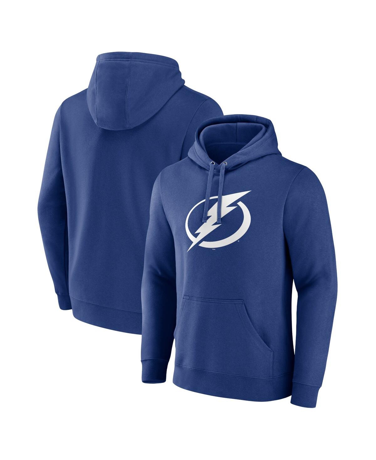 Shop Fanatics Men's  Blue Tampa Bay Lightning Primary Logo Pullover Hoodie