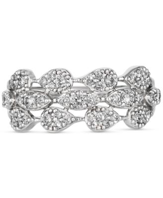 Vanilla Diamond Pear Mini Cluster Triple Row Ring (5/8 ct. t.w.) in Platinum