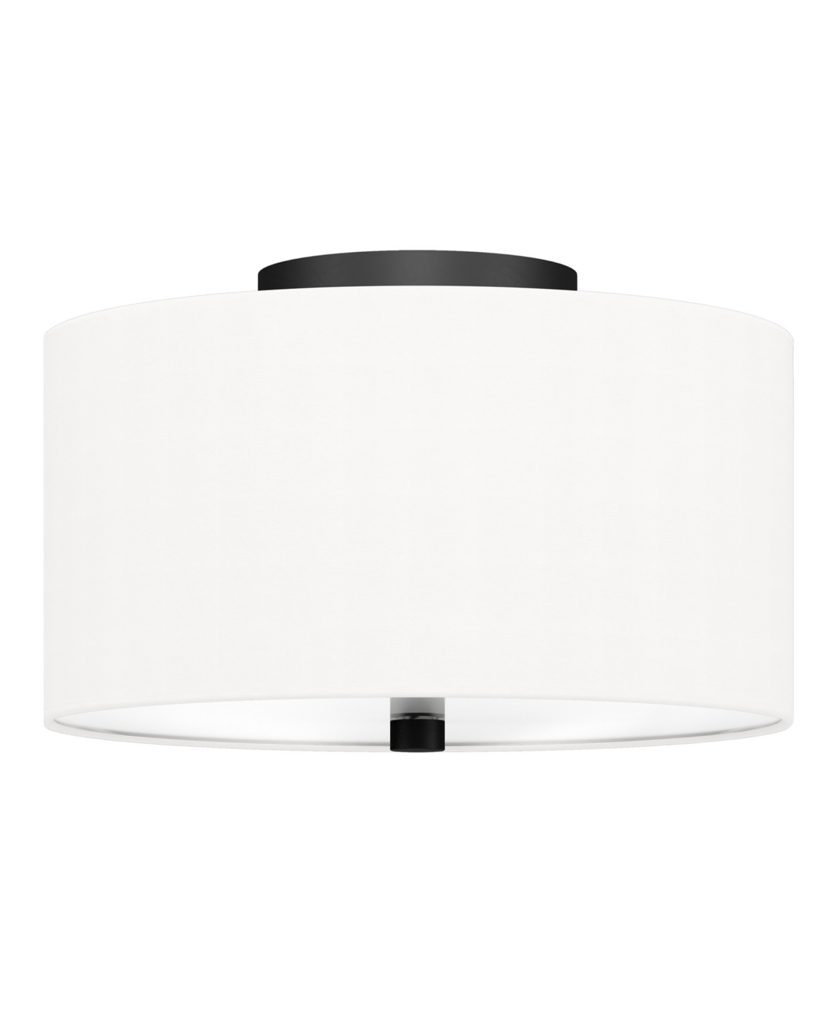 Hudson & Canal Ellis 12" Flush Mount With Fabric Shade In Matte Black