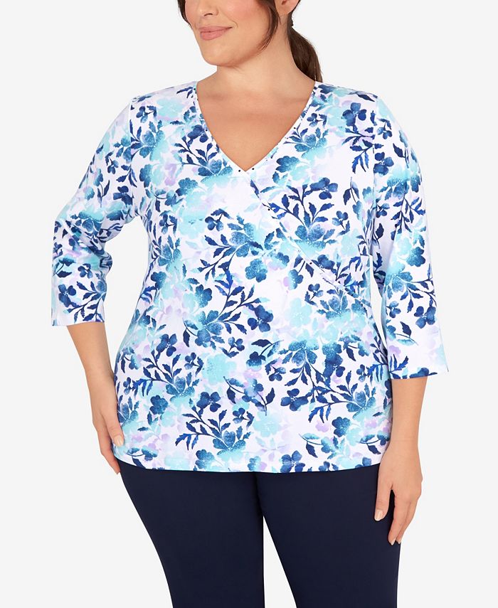 HEARTS OF PALM Plus Size Lilac You A Lot Airbrushed Floral Top Macy's