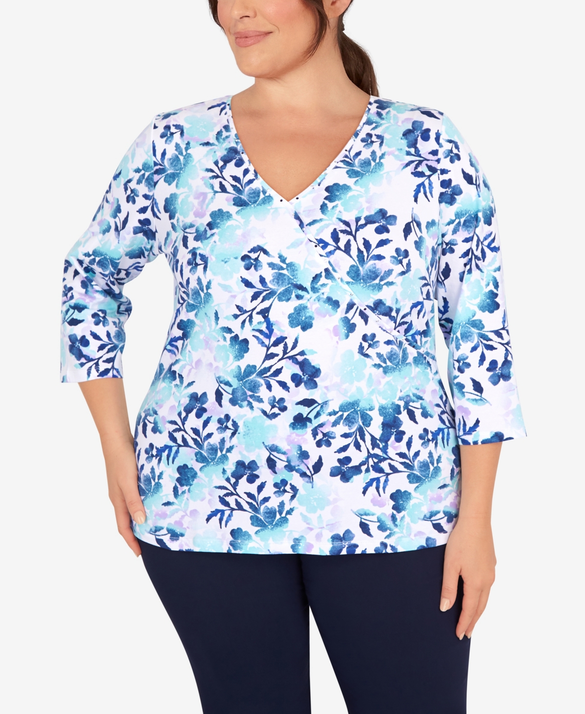 Hearts Of Palm Plus Size Lilac You A Lot Airbrushed Floral Top