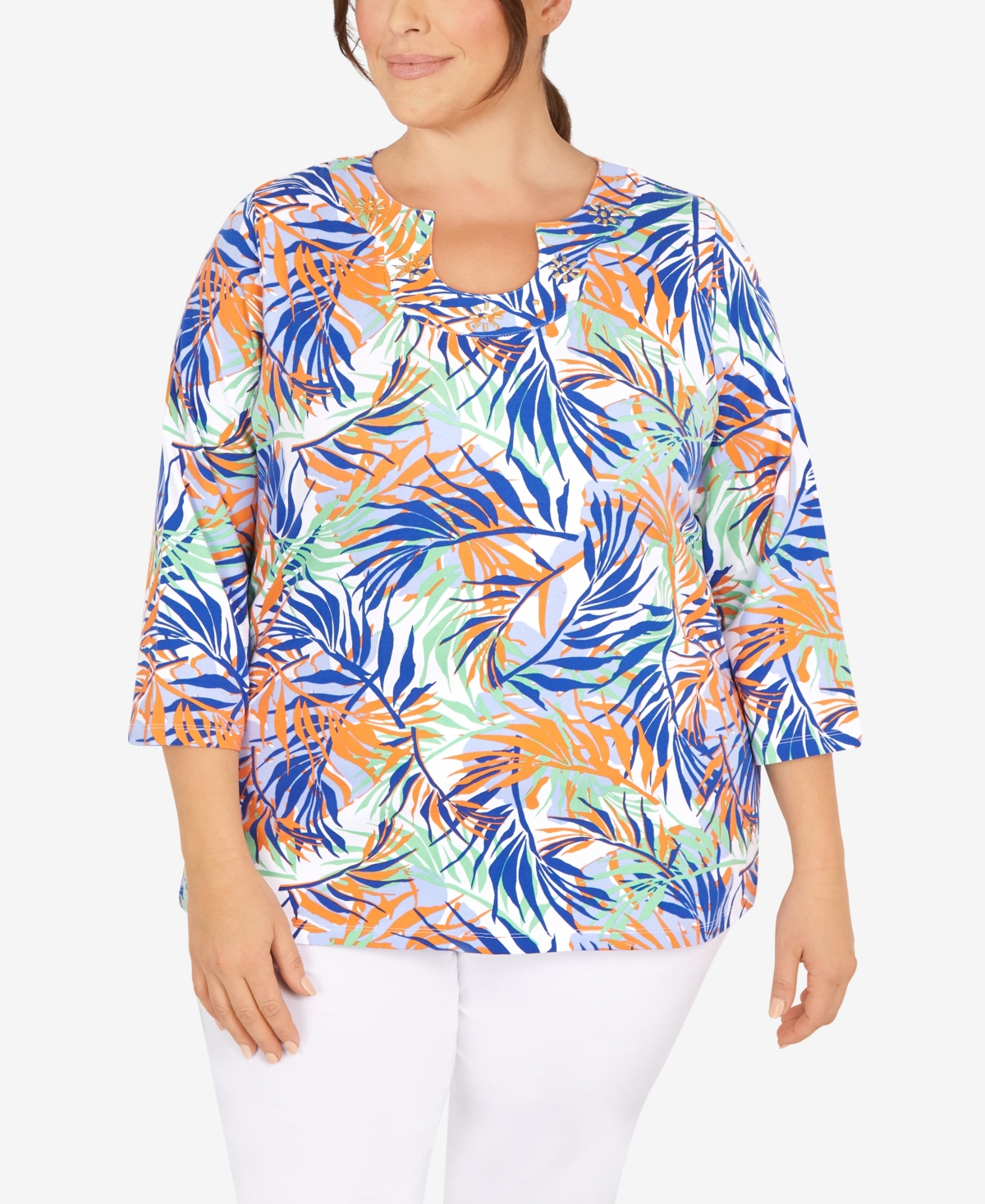 Hearts Of Palm Plus Size It's Up to Printed Stretch Jersey Top