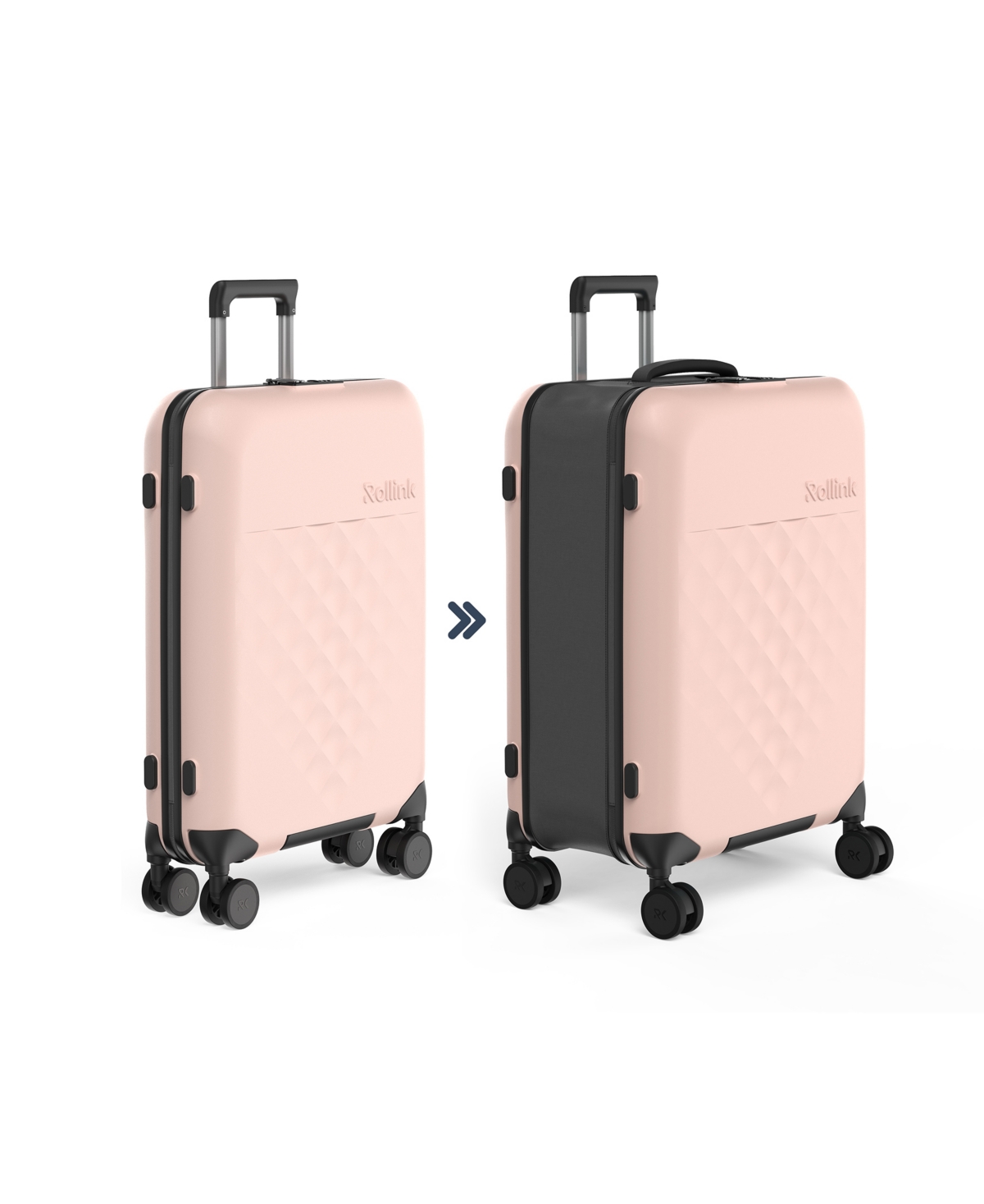 Rollink Flex 360 Spinner 26" Medium Check-in Suitcase In Pastel Pink
