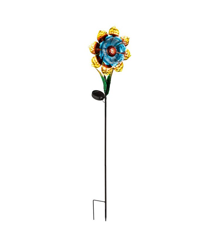 Evergreen 40"H Solar Garden Stake, Fiber Optic Flower, Yellow Fade and