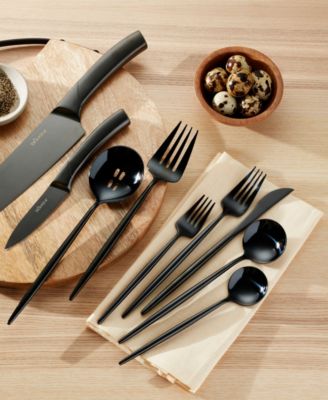 Skandia Zephyr Black 45 Piece Flatware Set, Service For 8