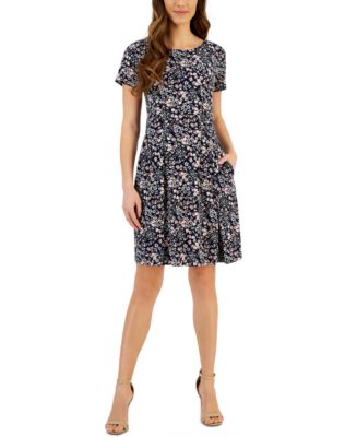 Connected Women's Printed Round-Neck Short-Sleeve Dress & Reviews ...
