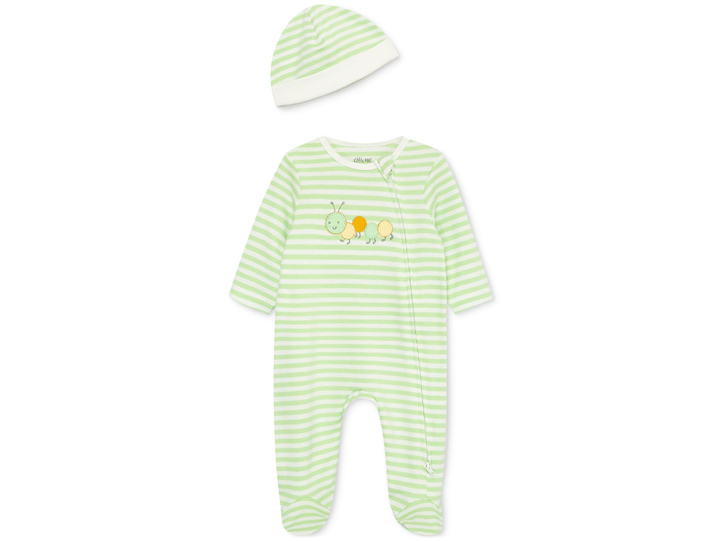 Комплекты Little Me Or Caterpillar Coverall and Hat, 2 Piece Set для малышей, цвет: Зелёный — фото 1