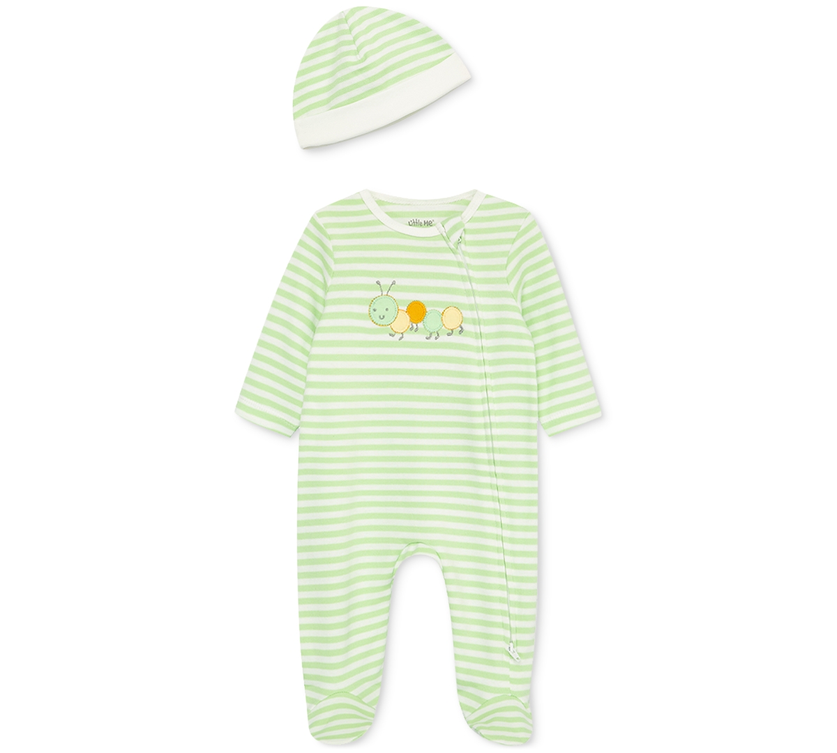 Little Me Baby Boys Or Baby Girls Caterpillar Coverall And Hat, 2 Piece Set In Green