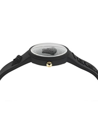 Women's Swiss Medusa Pop Black Silicone Strap Watch 39mm