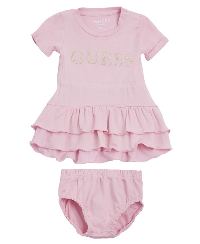 GUESS Baby Girls Glitter Print Logo Dress, 2 Piece Set - Macy's