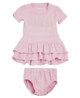 Populair Drank Baby GUESS Baby Girls Glitter Print Logo Dress, 2 Piece Set - Macy's