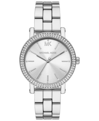 Michael kors silver watch with hot diamonds around