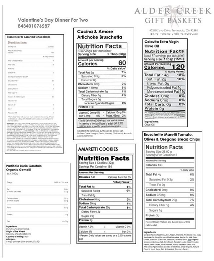 Alder Creek Gift Baskets Valentine's Day Dinner for Two Gift Basket