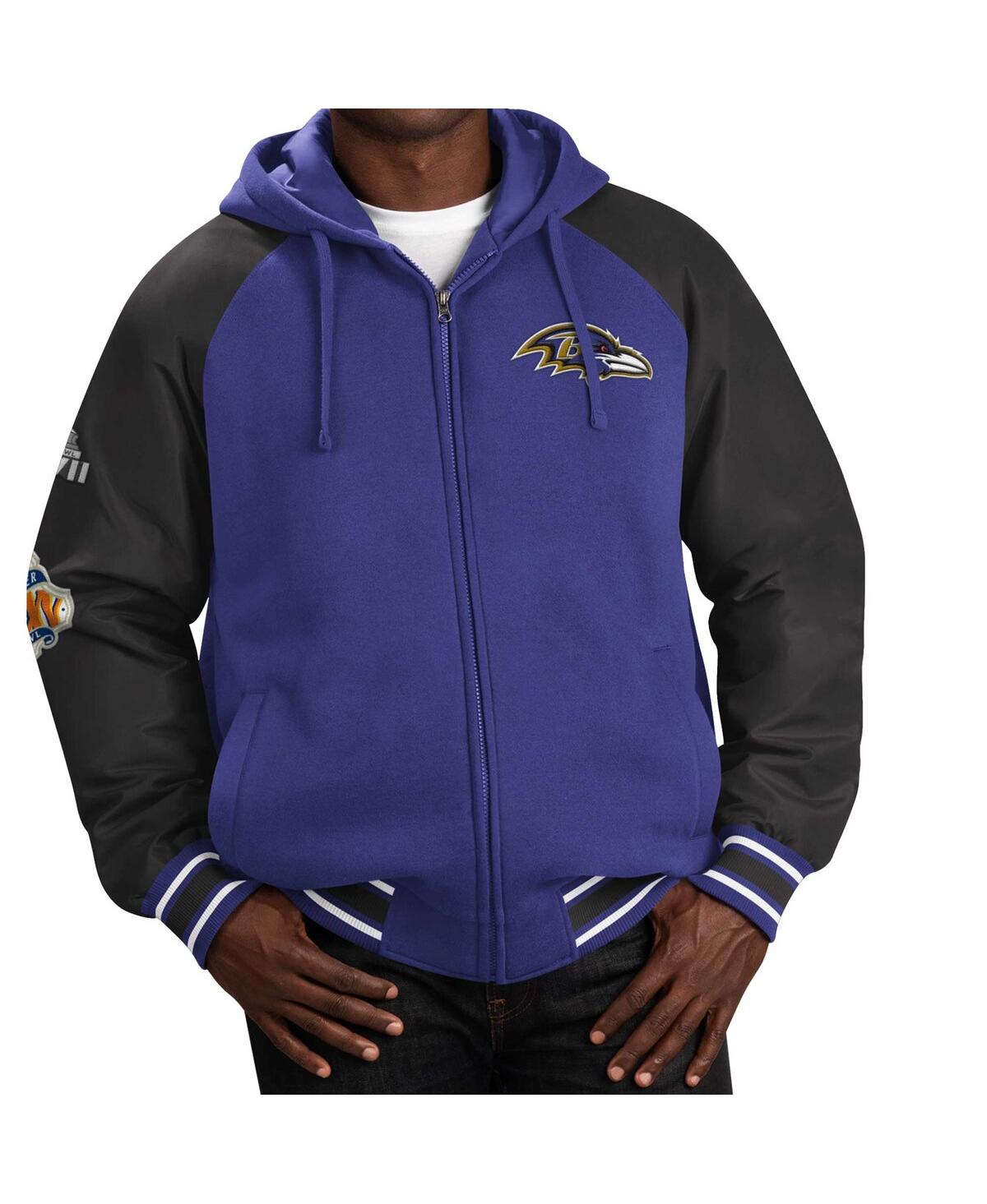 Shop G-iii Sports By Carl Banks Men's  Purple Baltimore Ravens Defender Raglan Full-zip Hoodie Varsity Jac