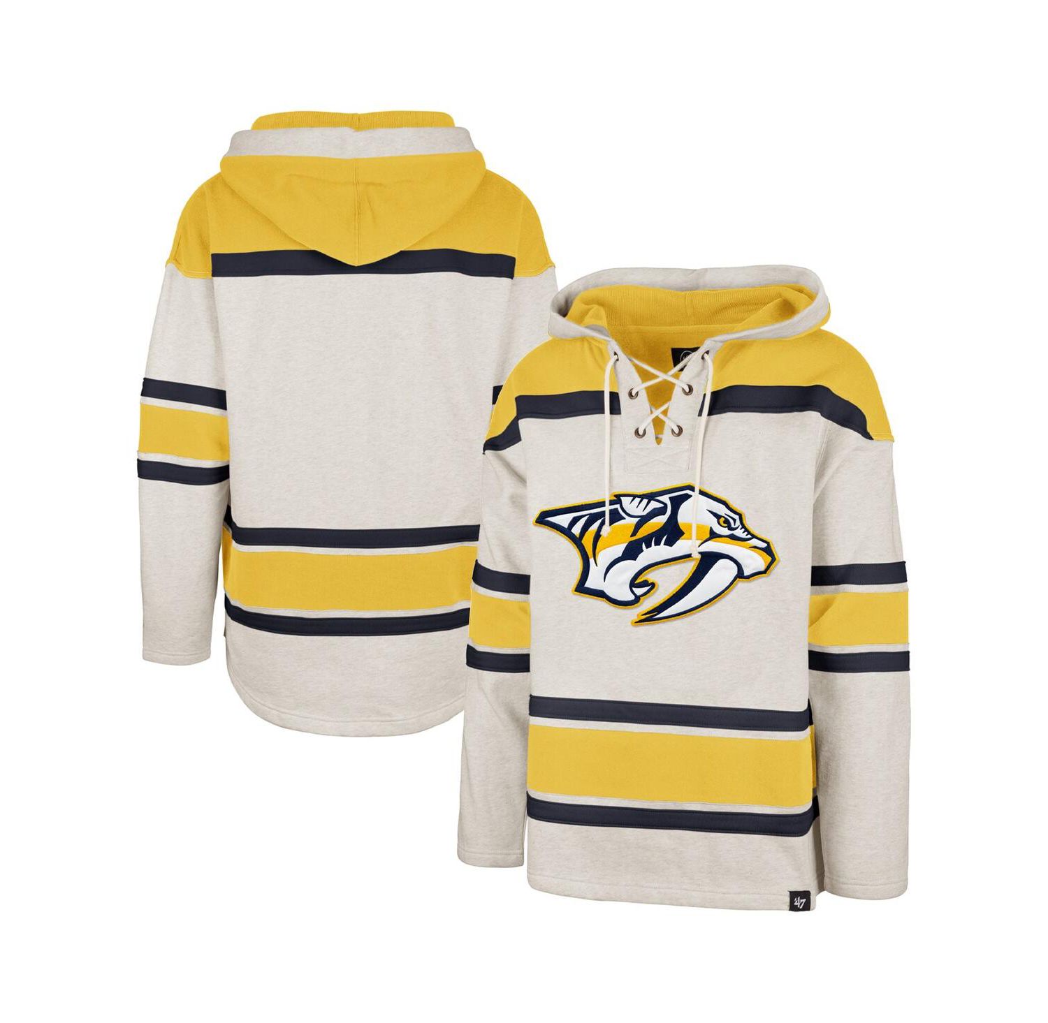 Men's Oatmeal Nashville Predators Rockaway Lace-Up Pullover Hoodie