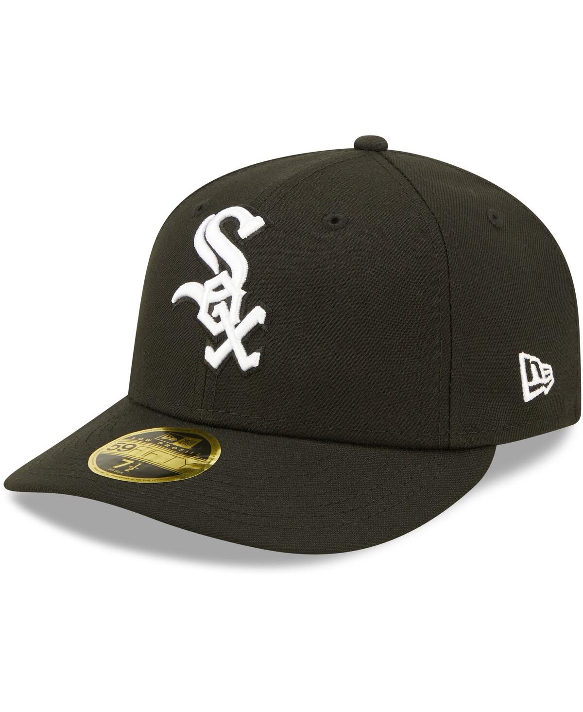 New Era Men's  Chicago White Sox Black, White Low Profile 59fifty Fitted Hat In Black
