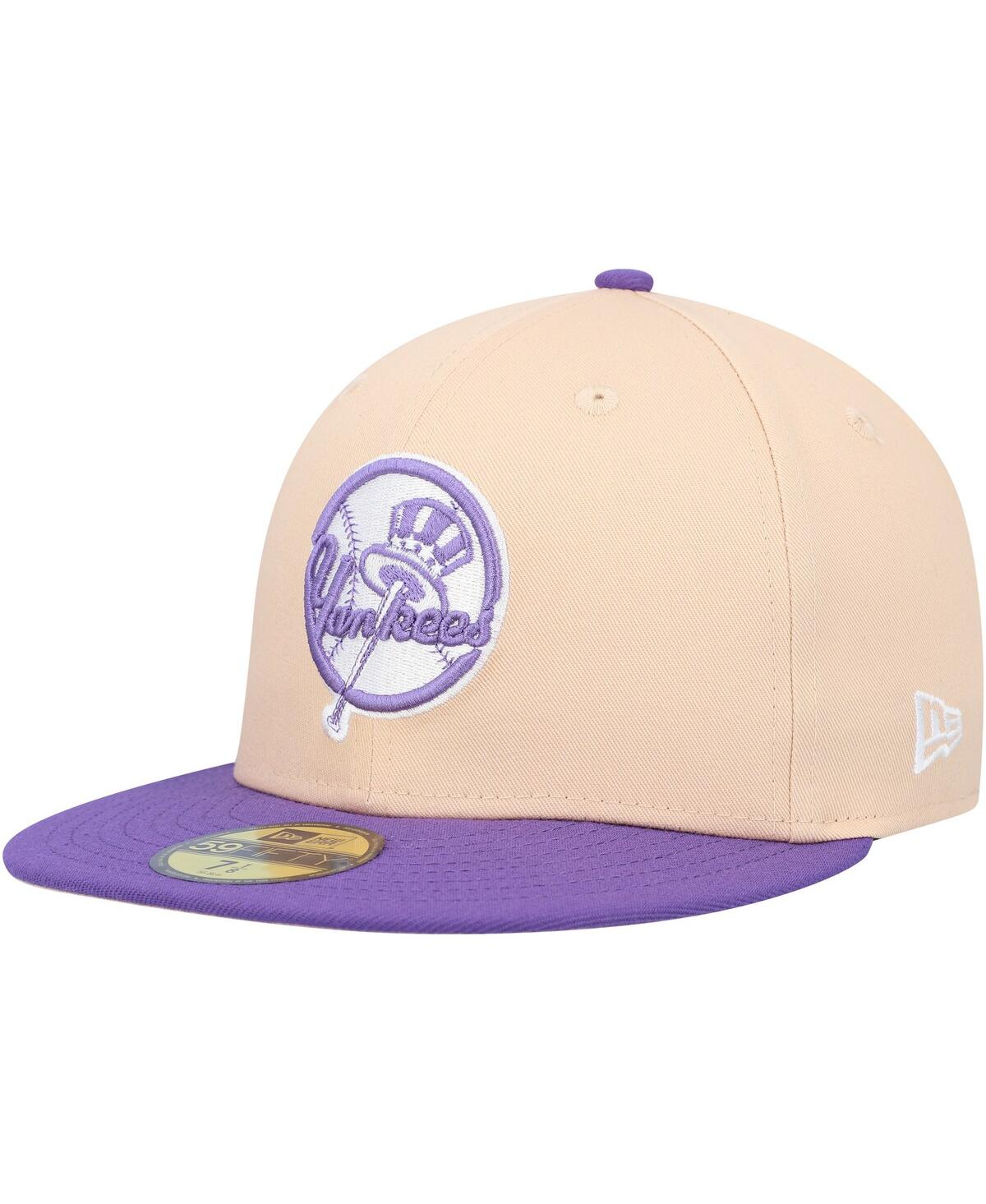 NEW ERA MEN'S NEW ERA PEACH, PURPLE NEW YORK YANKEES SUBWAY SERIES SIDE PATCH 59FIFTY FITTED HAT 