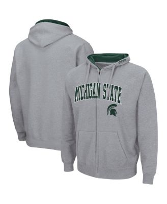 Men's Heathered Gray Michigan State Spartans Arch and Logo 3.0 Full-Zip Hoodie