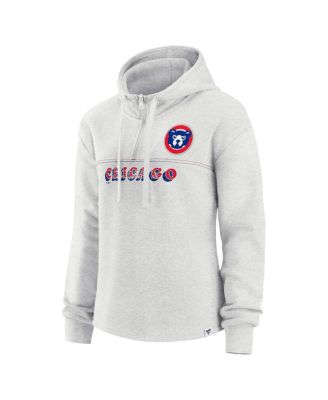 Women's Oatmeal Chicago Cubs True Classics Legacy Quarter-Zip Hoodie
