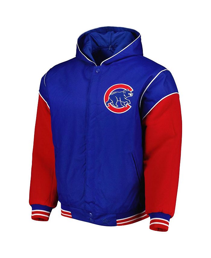 JH Design Men's Royal Chicago Cubs Reversible Fleece FullSnap Hoodie