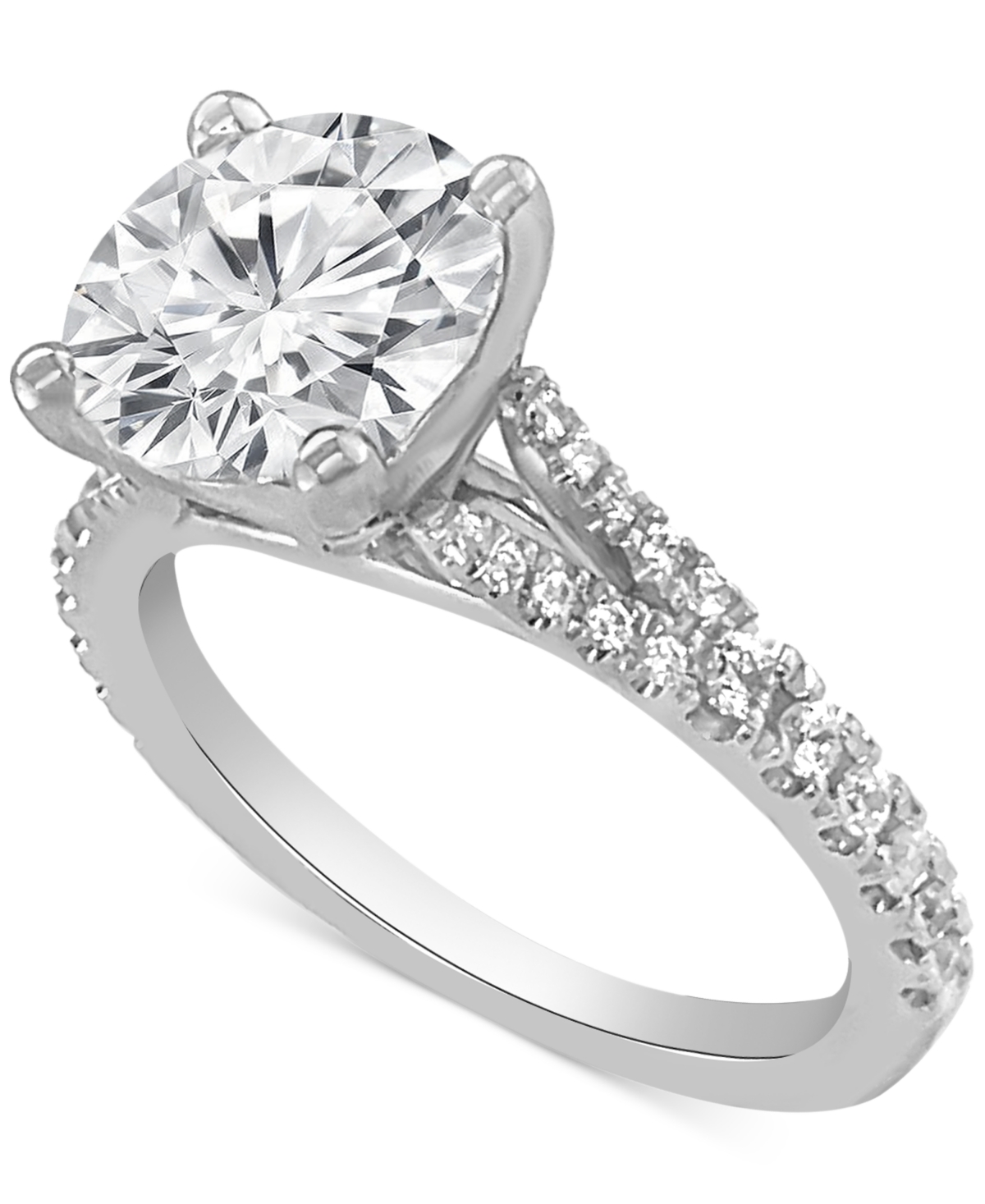 Badgley Mischka Certified Lab Grown Diamond Split Shank Engagement Ring (3-3/8 Ct. T.w.) In 14k Gold In Metallic