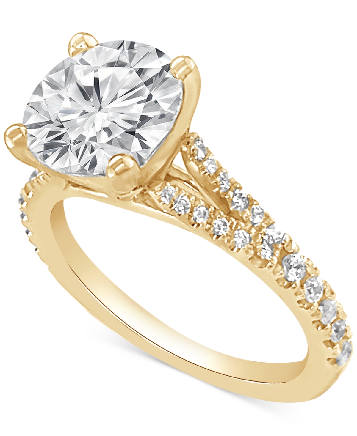 Badgley Mischka Certified Lab Grown Diamond Split Shank Engagement Ring (3-3/8 Ct. T.w.) In 14k Gold In Yellow Gold