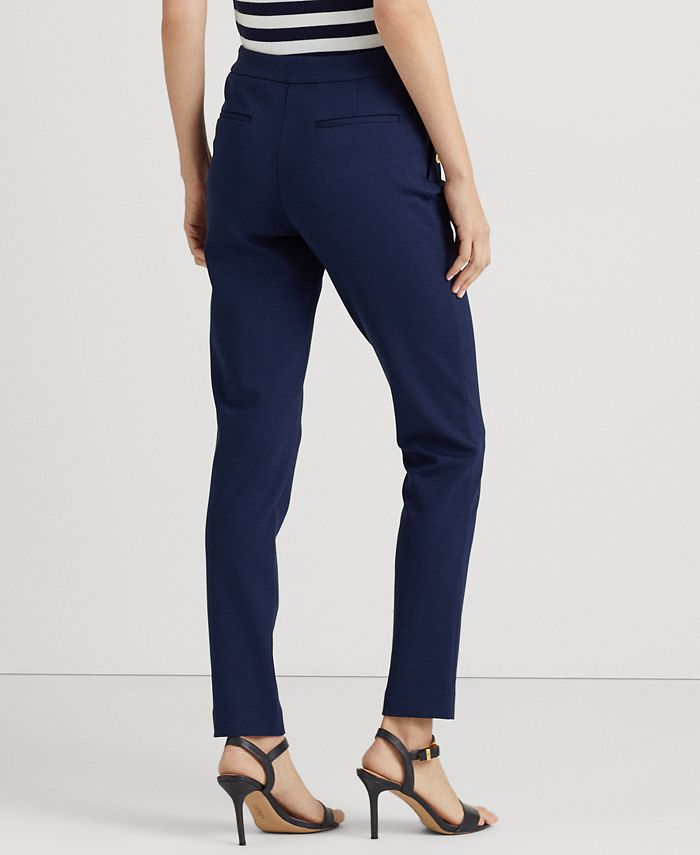 Ralph Lauren Women's Striped Ponte Skinny Pants Black Size Medium