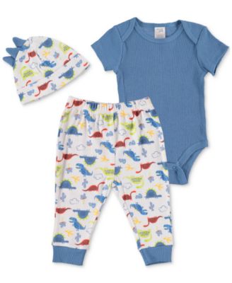 Chickpea - Baby Boys 3-Pc. Dino Bodysuit, Jogger Pants & Hat Set