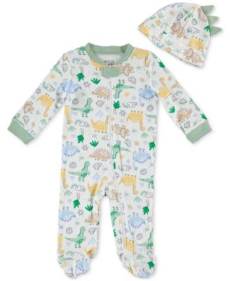 Chickpea - Baby Boys 2-Pc. Dino Footed Coverall & Hat Set