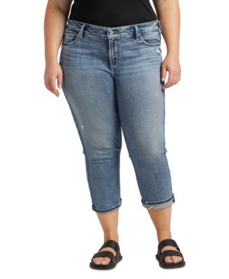 Silver Jeans Co. - Trendy Plus Size Elyse Mid-Rise Capri Jeans