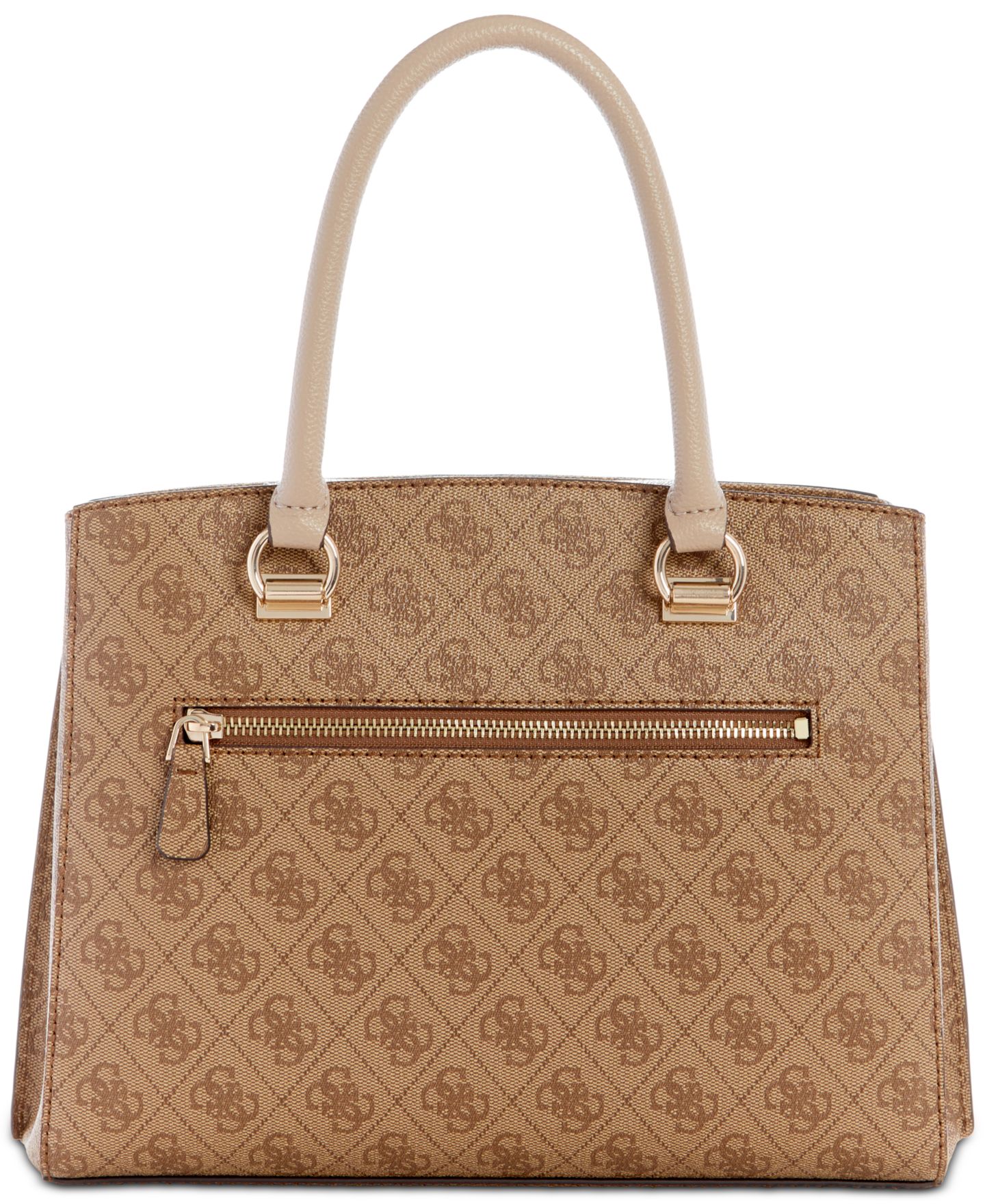Женская сумка-сэтчел Guess Noelle Girlfriend Medium 4G Basique с монограммой, цвет: Латте — фото 4