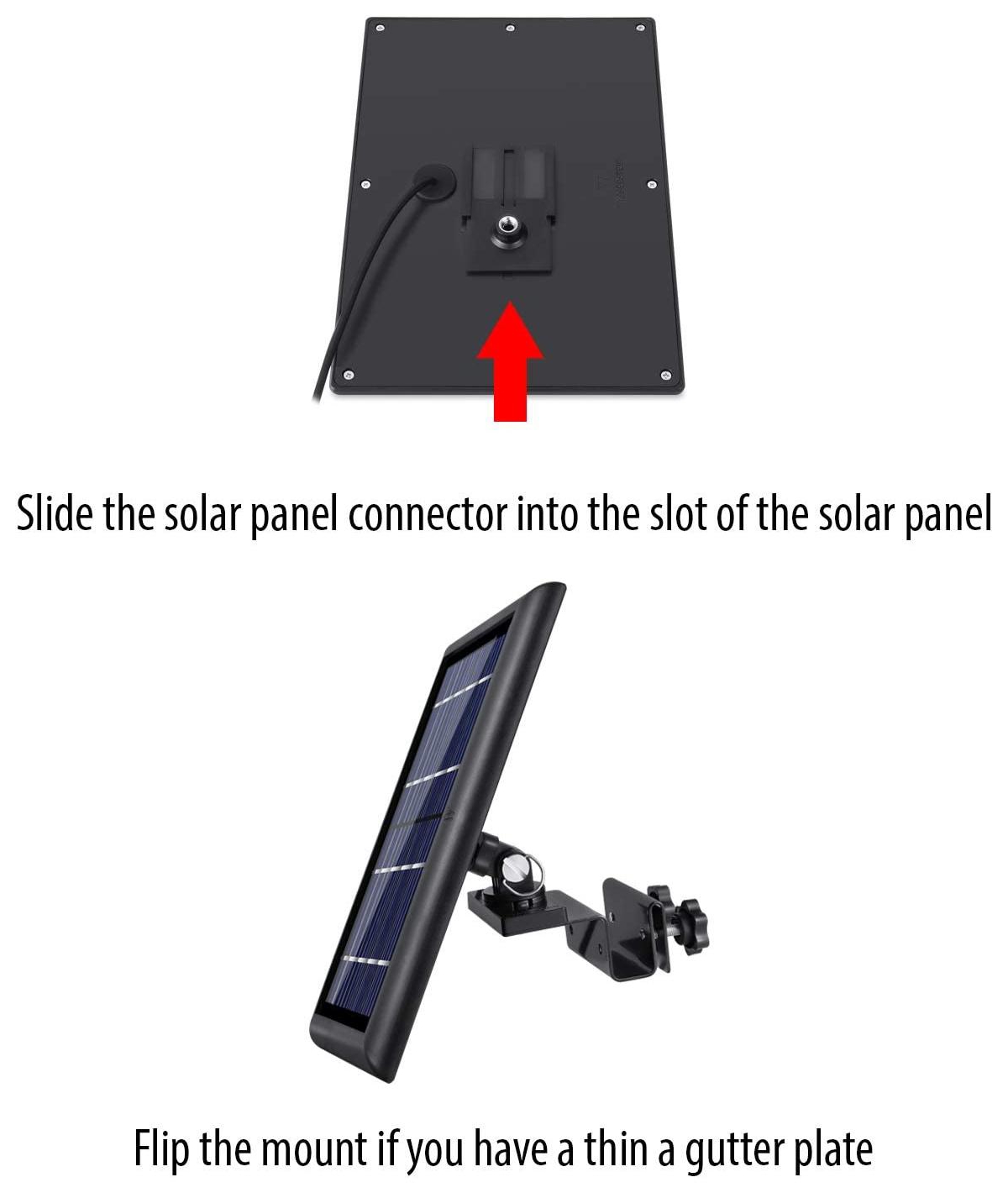Wasserstein Gutter Mount Compatible with Ring, Arlo, Blink, Reolink Cams and Compatible Solar Panels (1 Pack, - Black