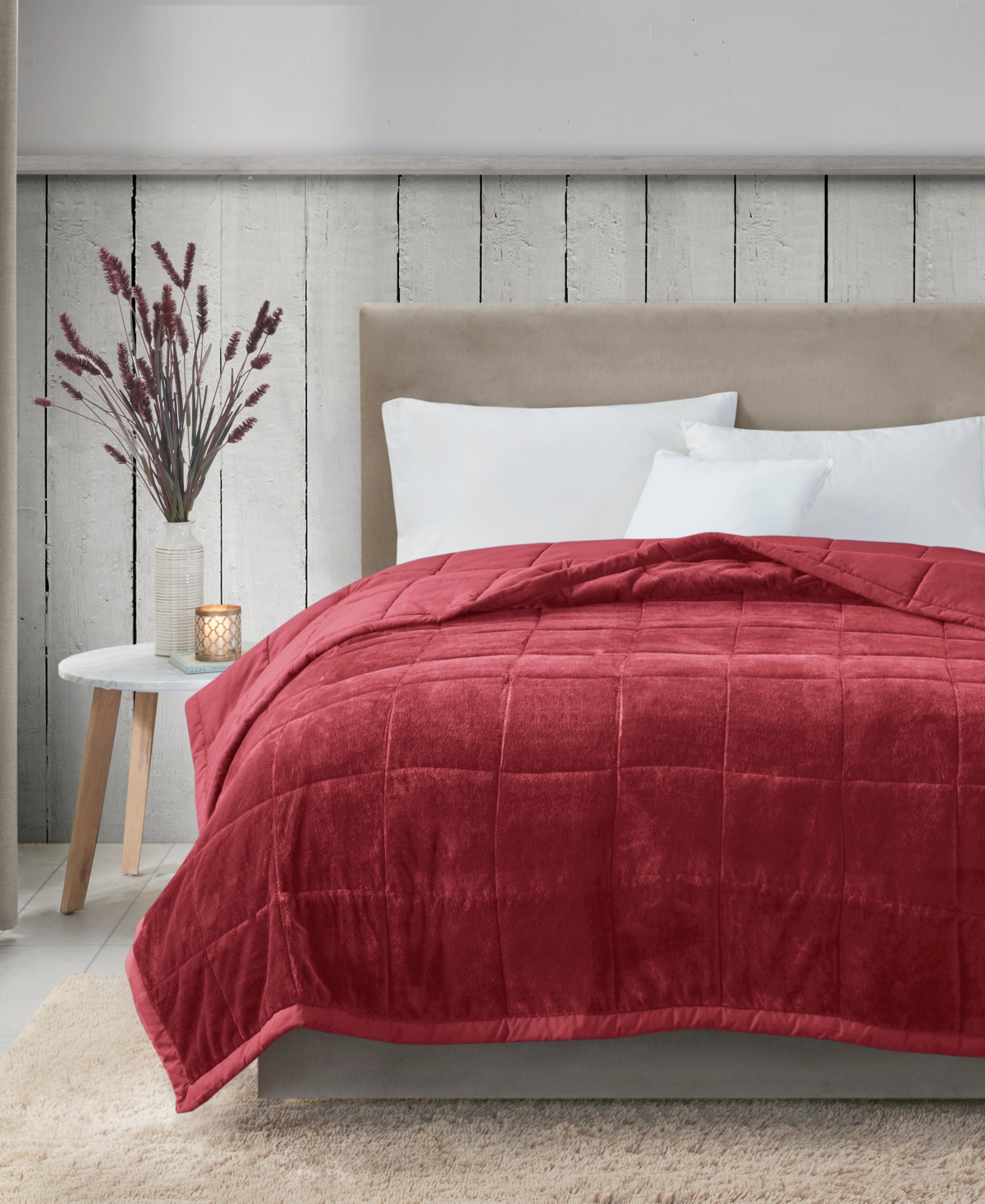 Madison Park Coleman Plush Reversible Heiq Smart Temperature Down Alternative Blanket, King In Burgundy