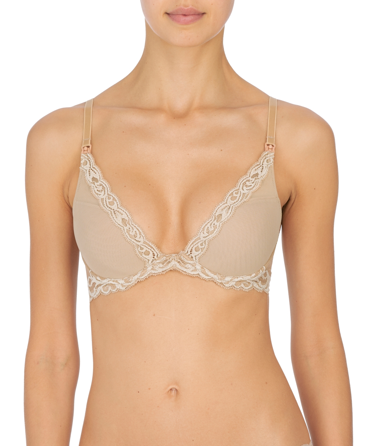 Natori Feathers Nursing Plunge Contour Underwire Bra 730023M - Cafe
