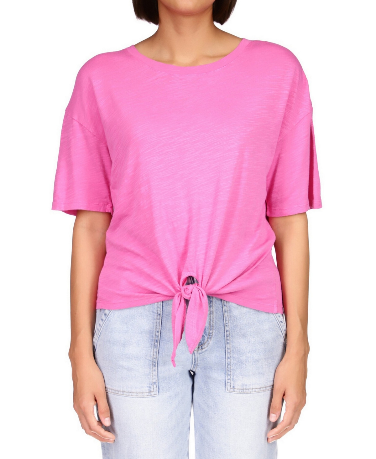 Sanctuary Women's Tie-front Everyday T-shirt In Wild Pink