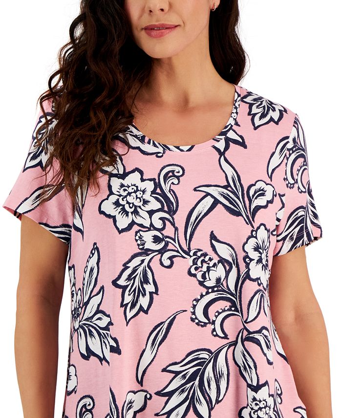 Sketched Floral Horseshoe Neck Top