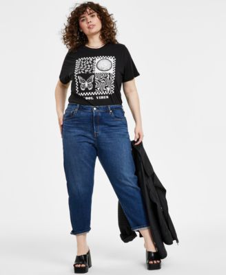 Rebellious One - Trendy Plus Size Checkered Grid Printed Tee