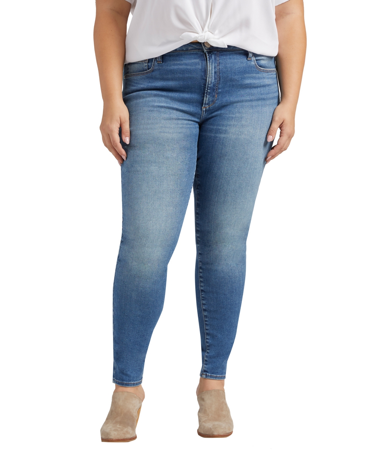 Jag Plus Size One Size Fits Two Forever Stretch High Rise Skinny Jeans In Indigo Blue