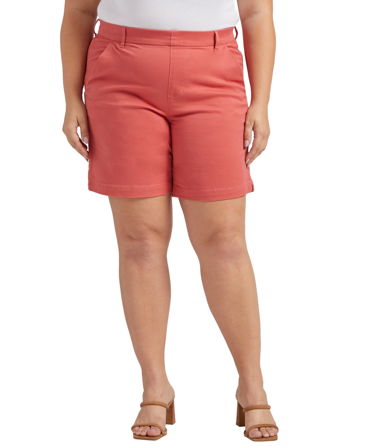Jag Plus Size Maddie Mid Rise Shorts In Rose