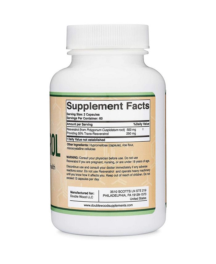 Double Wood Supplements Resveratrol 120 x 250 mg capsules Macy's