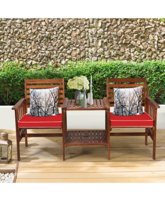 Patio Loveseat Conversation Set Acacia Wood Chair Coffee Table